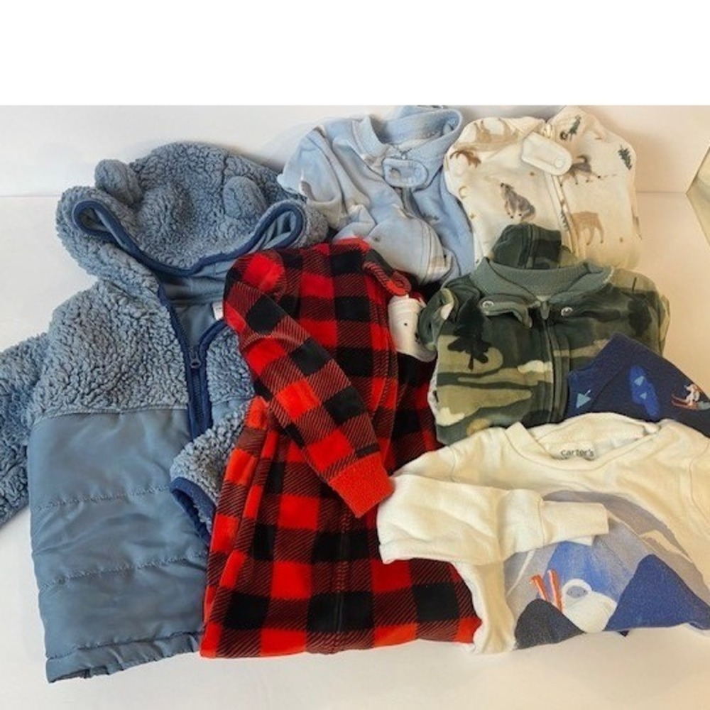 Carters Just One You Baby Boy 18M Fleece Pajamas Sherpa Jacket Lot 6pc